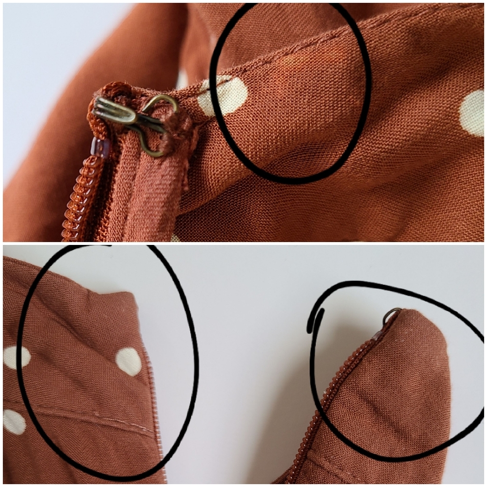 Anthropologie Rust Polka Dot Midi Dress - Picture 11 of 16